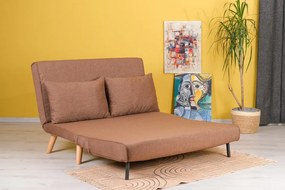 Canapea Extensibila 2 Locuri, Cadru Metalic, Folde, Maro