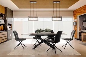 Scaun dining gri antracit din piele ecologica si metal, Kepler Bizzotto