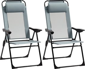 Outsunny Lot de 2 fotolii de grădină set basic de 2 fotolii pliante fotoliu de camping cotier spătar reglabil în 5 poziții | Aosom Romania