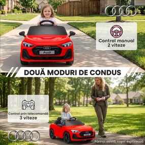 AIYAPLAY Mașină Electrică pentru Copii 12V Audi A5L cu Telecomandă, Baterie cu Litiu, 2 Motoare, Telecomandă, Roșu | Aosom Romania
