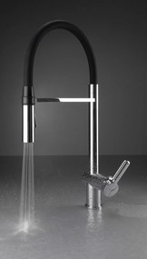 Baterie pentru chiuveta bucatarie, crom, cap mixer, pipa flexibila, 2 tipuri de jet, Deante Magnetic