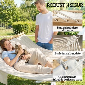 Outsunny Hamac Exterior pentru 2 Persoane, Pernă Căptușită, Capacitate 200 kg, Crem | Aosom Romania