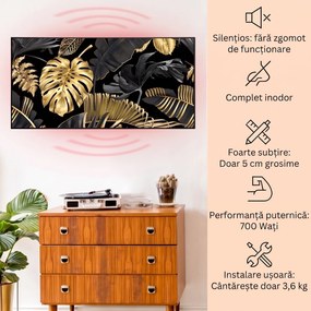 Klarstein Wonderwall Air Art Smart, încălzitor cu infraroșu, frunză neagră, 120 x 60 cm, 700 W