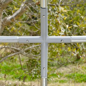 PawHut Coteț pentru Găini de Exterior, 2.8x3.8x2m Recintă din Oțel Zincat cu Acoperiș Impermeabil Anti-UV și Încuietoare, Găini, Iepuri și Rațe | Aosom Romania