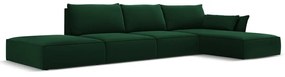 Colțar verde închis cu tapițerie din catifea (cu colț pe partea dreaptă, cu șezlong) Vanda – Mazzini Sofas