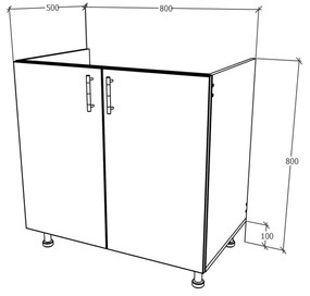 Set haaus Karo, Antracit/Alb, 80 x 50 x 80 cm, Chiuveta Inox, Cuva dreapta, Baterie Flexibila