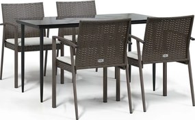 vidaXL Set mobilier de grădină cu perne, 5 piese, poliratan și oțel