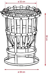 Vatră de grădină portabilă ALBERT cu grătar