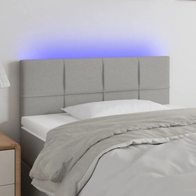 3121594 vidaXL Tăblie de pat cu LED, gri deschis, 90x5x78/88 cm, textil