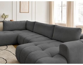 Colțar gri închis extensibil/cu spațiu de depozitare (cu colț pe partea stângă/în formă de "U") Fuji – Bobochic Paris