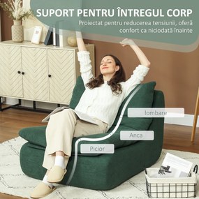 HOMCOM Scaun de Podea Modern și Capitonaț din Țesătură cu Aspect Catifelat Verde | Aosom Romania