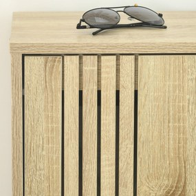 HOMCOM Dulap de pantofi cu 3 uși culisante 18 perechi capacitate mare pentru intrare hol living 63 x 24 x 117 cm stejar | Aosom Romania