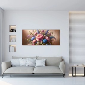 Tablou - Masă plină de flori (120x50 cm)