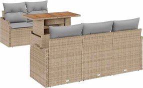 vidaXL Set de canapele pentru grădină 6 pcs Bej Rattan poli