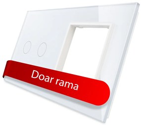 Panou intrerupator dublu cu touch + priza simpla Livolo din sticla