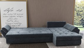 Colțar extensibil dumonde cu ladă de depozitare si sezut confortabil din spuma high-density, Loana XL Euphoria Grafit 335x185 cm