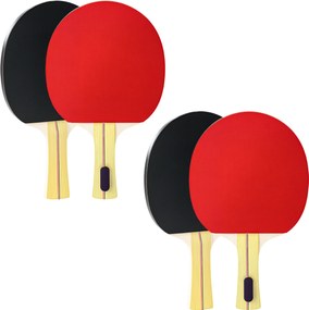 SPORTNOW Set 4 Palete Ping Pong și 8 Mingi cu Husă Roșu și Negru | Aosom Romania