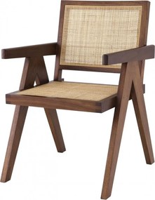 Scaun cu brate design vintage Aristide, maro