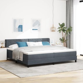 vidaXL Pat box spring cu saltea, gri închis, 200x200 cm, catifea
