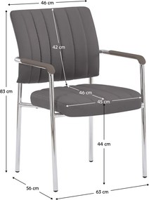 Scaun de şedinţă, gri-brun Taupe, piele ecologică/crom, FLORIN