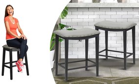 Scaune de bar tapitate 2 buc, gri