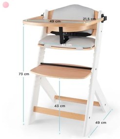 Scaun de luat masa pentru copii ENOCK cu perne gri/alb KINDERKRAFT