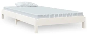 820403 vidaXL Pat stivuibil, alb, 90x190 cm, lemn masiv de pin