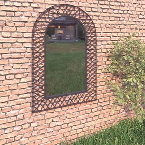 Oglinda de perete de gradina, negru, 50 x 80 cm, arcuita 1, Negru, 50 x 80 cm