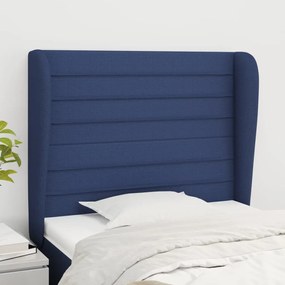 vidaXL Tăblie de pat cu aripioare, albastru, 83x23x118/128 cm, textil