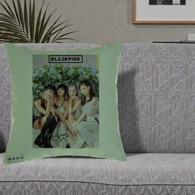 Perna Personalizata K-pop BLACKPINK Foto Grup, 40x40 cm, Verde, Husa Detasabila, Perna Inclusa, BEKZ®