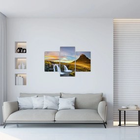 Tablou cu munții și cascade pe Islanda (90x60 cm)