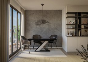 Masă de sufragerie Xalin (negru lucios + piatră) (pentru 4 până la 6 persoane). 1055281