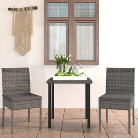 Set mobilier de gradina, 3 piese, gri, poliratan Gri, 3