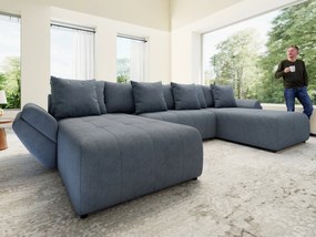 Colțar extensibil dumonde cu ladă de depozitare si sezut confortabil din spuma high-density, Berlin U Enjoy Antracit 380x180 cm