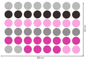 PIPPER. Autocolant de perete "Puncte colorate" 5,5 cm Culoare: Roz inchis