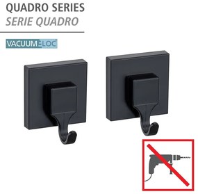 Cârlige negre 2 buc. autoadezive din plastic Quadro – Wenko