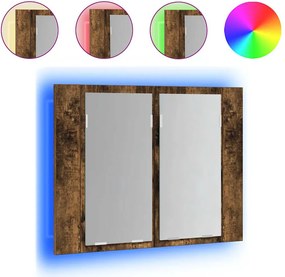 vidaXL Dulap cu oglindă & LED stejar fumuriu 60x12x45 cm lemn compozit