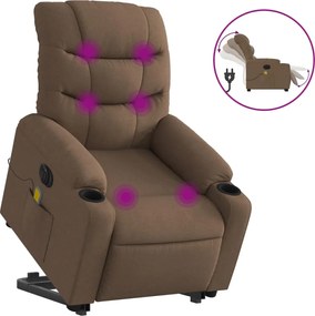 vidaXL Fotoliu electric de masaj rabatabil cu ridicare, maro, textil