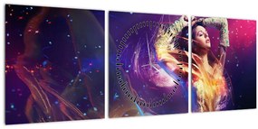 Tablou - Femei mistice (cu ceas) (90x30 cm)