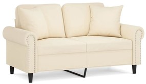 3153203 vidaXL Canapea cu 2 locuri cu perne&pernuțe, crem, 120 cm, catifea