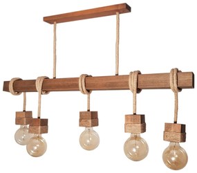 Lustra rustica cu 5 pendule fabricata manual din lemn Lucca