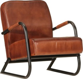 vidaXL Fotoliu canapea, maro, piele naturală