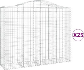 vidaXL Coș gabion arcuit, 25 buc, 200x50x160/180 cm, fier galvanizat