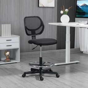 Vinsetto Scaun de birou înalt din plasă cu înălțime reglabilă 50-70 cm cu suport de picior pivotant la 360° negru | Aosom Romania