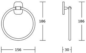 Suport de prosoape cerc AQUALINE RB106 Rumba,  argintiu