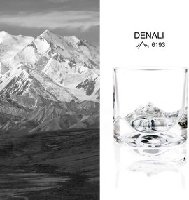 Set pahare pentru whisky LIITON 1006970 Denali, 230 ml, 2 buc, Fund 3D varful Denali, Transparent