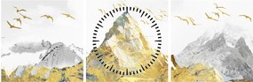 Tablou - Munte auriu (cu ceas) (90x30 cm)
