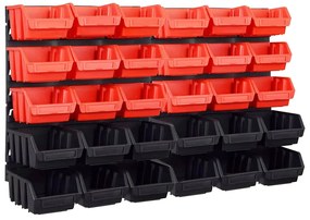 vidaXL Set cutii depozitare 32 piese cu panouri de perete, roșu&amp;negru