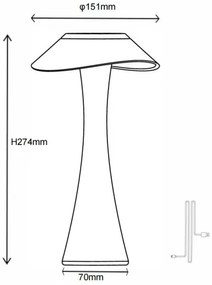 Lampă LED reîncărcabilă dimabilă de masă Globo 21025A AMBRA LED/2,5W/3,7V 2700K/4500K/6500K auriu