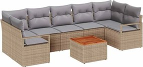 vidaXL Set de canapele pentru grădină 8 pcs Beige și gri deschis